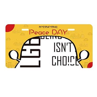 Imagem de DIYthinker LGBT Bandeira de arco-íris Escolha ou Não Placa de licença Etiqueta Decoração de Carro Dia da Paz