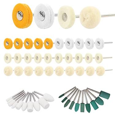 Imagem de Kit de ferramentas rotativas para polimento de rodas de pequeno polimento para rodas giratórias Acessórios de ferramentas de feltro de borracha macia de feltro de borracha para relógio joias de ágata brilhante polimento cabeça broca de polimento remoção de ferrugem Mandril de 3 mm 50 peças