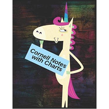 Imagem de Cornell Notes With Charts: Sassy Unicorn Rainbow Cover Motif