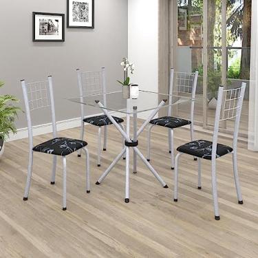 Imagem de Conjunto de Mesa Tubular 70x70cm Tampo em Vidro com 4 Cadeiras Dany Soma Móveis