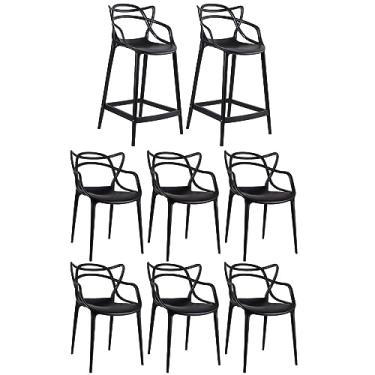 Imagem de Loft7, Kit 6 cadeiras + 2 banquetas médias Masters Allegra