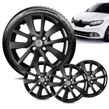 Imagem de Jogo 4 Calota Renault Logan aro 14 2014 16 a 20 Preta Brilha
