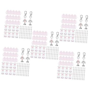 Imagem de Gadpiparty 5 Conjuntos Anjinho Chaveiros Com Tags Design Chaveiro Favores De Retorno De Convidados Do Bebê Chaveiro Da Sorte Chaveiros Favor Papel Kraft Ornamento Papel Revestido Noiva