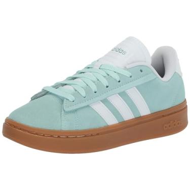 Imagem de adidas Grand Court Alpha Tênis feminino, Semi Flash Aqua/Branco/Cinza Mágico Metálico, 41
