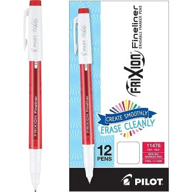 Imagem de PILOT Canetas marcadoras apagáveis FriXion Fineliner, ponta fina, tinta vermelha, pacote com 12 (11476)