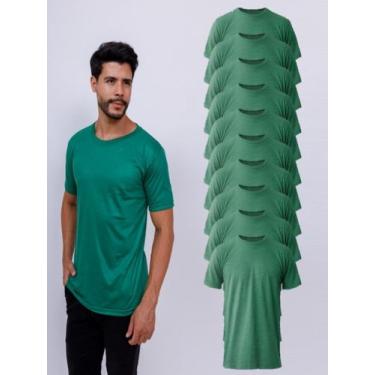 Imagem de Kit Com 10 Camisetas Lisas Básicas Verde Bandeira - Rcv Store