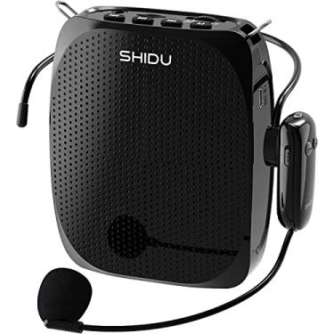 Imagem de SHIDU Amplificador de voz para professores, amplificador de voz pessoal com fone de ouvido de microfone sem fio, saída de 10 W, alto-falante portátil pessoal de 1800 mAh, adequado