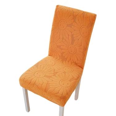 Imagem de Capa de cadeira de jantar com costas jacquard capas para cadeiras para cozinha extensível cadeiras de casamento casa, capa de cadeira, laranja, 6 peças