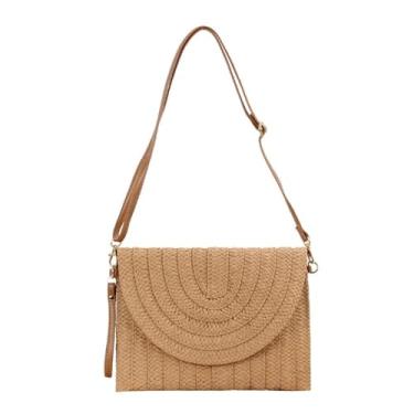 Imagem de BYKOINE Bolsa tiracolo de palha feminina de verão envelope clutch bolsa bolsa de praia bolsas tecidas, Uma cor, One Size