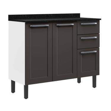 Imagem de Balcão em Aço 105cm 3 Portas e 2 Gavetas com Tampo Florença Itatiaia Grafite/Branco
