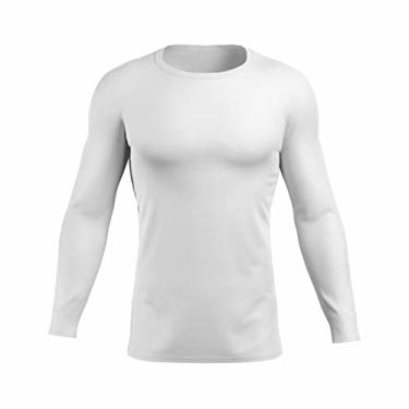 Imagem de Camisa Proteção Solar Masculina Uv Termica Manga Longa Segunda Pele (BR, Alfa, GG, Regular, Branco)