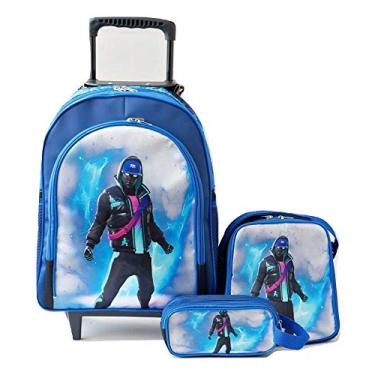 Imagem de Mochila Fortnite Cryptic Rodinhas Lancheira Estojo Kit
