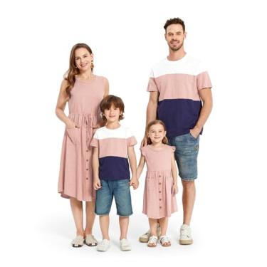 Imagem de PATPAT Conjunto de camisetas de manga curta sem mangas com estampa floral para mãe e filha, Cinza, rosa, 8-9 Anos