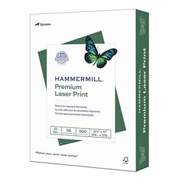 Imagem de Hammermill Papel para impressora, impressão a laser premium 14,5 kg, 8,5 x 11-1 resma (500 folhas) - 98 brilhante, feito nos EUA, 104646R