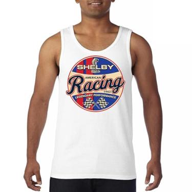 Imagem de Camiseta regata Shelby Racing 1962 American Muscle Car Mustang Cobra GT500 GT350 Performance Powered by Ford masculina, Branco, XXG