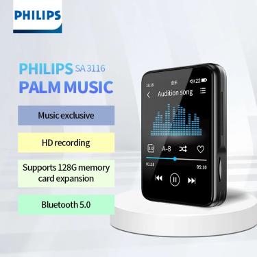 Imagem de Philips-mini mp3 player com gravador de voz 100% original  sm 5.0  bluetooth  samsung  sa3116  tela