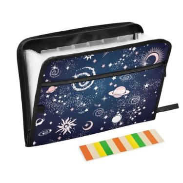 Imagem de Pasta de arquivo expansível – Pasta de arquivos sanfonada com 13 bolsos com etiquetas adesivas, organizador de documentos em papel tamanho carta A4 com fecho de zíper para escritório, escola, meninos