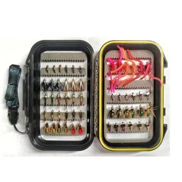 Imagem de Wifreo Fly Fishing 54 ninfa moscas sortidas BH voo molhado para truta pesca com caixa de mosca à prova d'água