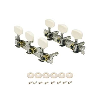 Imagem de Afinador de guitarra acústica 3R3L 3R3L cabeças de máquina afinadores de teclas de afinação, conjunto de sintonizadores de furo duplo para violão acústico clássico, cromado MYT-001S