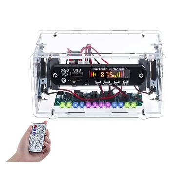 Imagem de MiOYOOW Kit de alto-falante compatível com Bluetooth DIY com rádio F, kit de prática de solda eletrônica, mini amplificador de som doméstico com monitor digital e luzes LED coloridas para projeto STEM