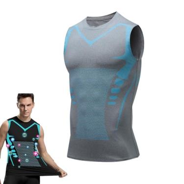 Imagem de QIAWI Ionic Shaping Vest, 2024 New Version Ionic Shaping Vest, camiseta masculina de compressão emagrecedora, colete modelador corporal, Cinza A, XXG