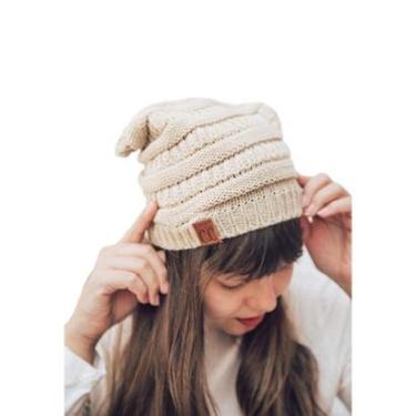 Imagem de Touca Gorro Caído em Tricô de Lã Modelo Feminino Clássico-Feminino