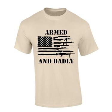 Imagem de Camiseta masculina divertida de manga curta com bandeira patriótica armada e papai do Dia dos Pais, Arena, M
