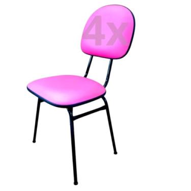 Imagem de HENVIFER, Kit 4 Cadeiras Rosas confortáveis escritório, Sala, Quarto