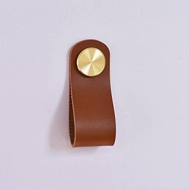 Imagem de Puxadores para móveis de cozinha, armário, armário, gaveta, porta, dourado/prateado, couro, marrom, dourado