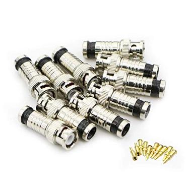 Imagem de SAISN Conectores de compressão BNC macho RG59 adaptador de cabo coaxial (pacote com 10)