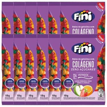 Imagem de Bala Gelatina Fini Zero Açúcar Colágeno contendo 12 pacotes de 18g cada
