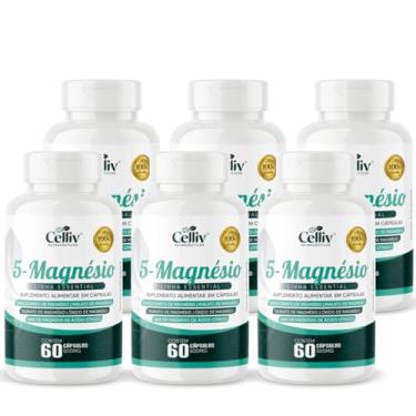 Imagem de Kit Com 06-5-Magnésios (Bisglicinato, Malato, Taurato, Óxido e Sais de Magnésio) 60 Caps 500mg Celliv