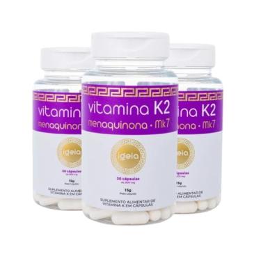 Imagem de Vitamina K2 Mk7 - Menaquinona Auxiliar Problemas Ossos Kit 3