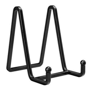 Imagem de IEUDNS Placa expositor pequeno cavalete prato suporte de imagem foto suporte para placas prato decorativo casa armário, Preto 4.5 polegadas