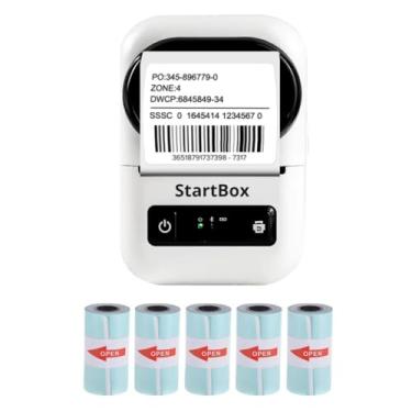 Imagem de Impressora de Etiquetas Térmicas Inteligente Térmica Bluetooth iOS Android Windows Personalize Suas Etiquetas APP Open Label + Branco + 5 Bobinas Etiquetas 50x30mm (100 etiquetas por bobina)