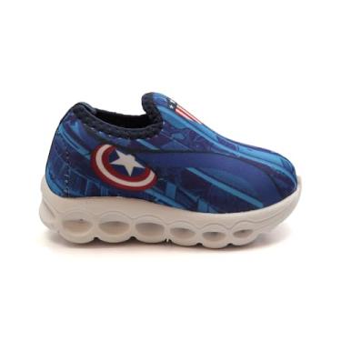 Imagem de Tênis Infantil Menino Botinho LED Desenho Escudo Marinho 22