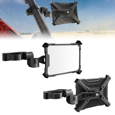Imagem de KEMIMOTO Espelhos laterais UTV de alumínio para barra de gaiola de rolo de 4,2 a 5 cm compatível com Polaris RZR Can Am Maverick Side by Side Talon Teryx Mule SXS Espelho retrovisor lateral preto