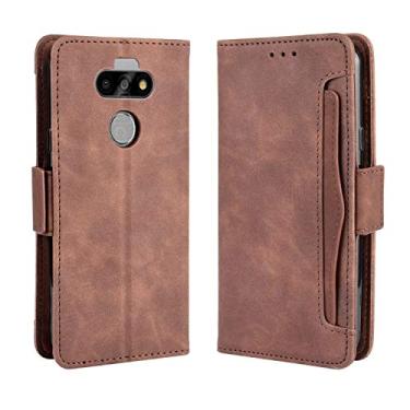 Imagem de Capa com compartimento para cartão para LG K31, capa flip carteira de couro para LG K31, capa magnética retrô para celular, capa carteira de telefone com compartimentos para cartões