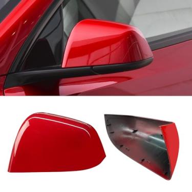 Imagem de Jaronx Compatível com substituição de capa de espelho lateral Tesla Model Y 2020 2021 2022 2023 2024, lado esquerdo do motorista, capa de espelho retrovisor vermelho para acessórios Tesla Model Y