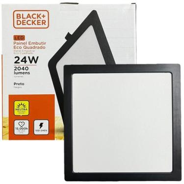 Imagem de Kit 2 Plafon Quadrado Preto Embutir 24w Branco Neutro 4000K - Black+De