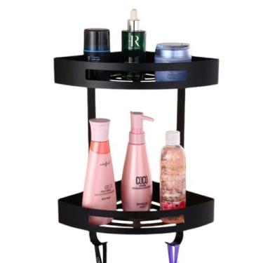 Imagem de Suporte De Canto Parede Banheiro Box 2 Prateleiras Organizador Porta S