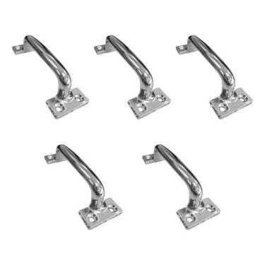 Imagem de Kit 5 Puxador Alça 10cm Moveis Porta Janela Aliança Cromado, Prateado