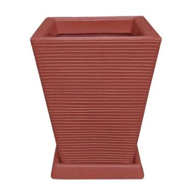 Imagem de Vaso De Planta Decorativo Polietileno 45X35 + Prato Cerâmica - Foster 