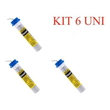 Imagem de 6 Solda Estanho Emavi Para Eletrônica Tubo 25g Pcb Economia