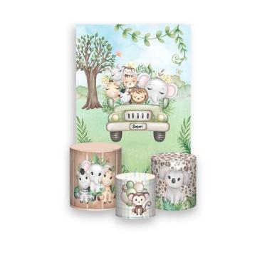 Imagem de Painel De Festa Vertical 1,50 x 2,20 + Trio De Capas Cilindro - Safari