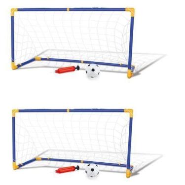 Imagem de Kit 2 Trave e Bola Infantil Chute a Gol Kit com Rede Bomba Brinquedo F