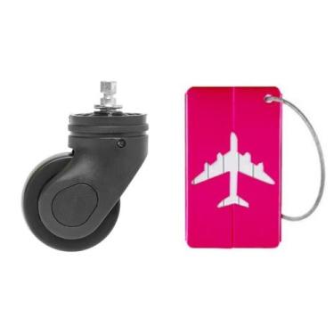 Imagem de Kit Rodinha mais Tag de Bagagem Rosa Escuro - We Go To