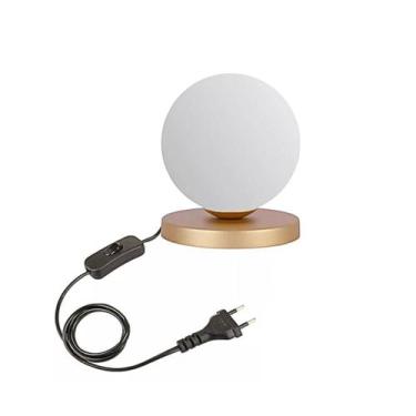 Imagem de Abajur Arandela Globo Dourado Fosco com Interruptor Tomada - Poliluz