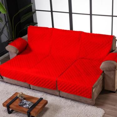 Imagem de PROTETOR PARA SOFÁ RETRÁTIL E RECLINÁVEL DE 3 LUGARES DE 1 METRO CADA 3m x 2,40m COM BOLSO LATERAL (Vermelho)