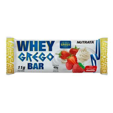 Imagem de Barra de Proteína Whey Grego Bar Nutrata Sabor Morango com Chantilly 1